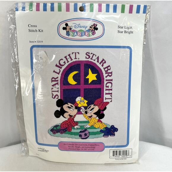 Disney Babies Star Light Star Bright Counted Cross Stitch Kit Mickey Minnie NEW - Picture 1 of 3